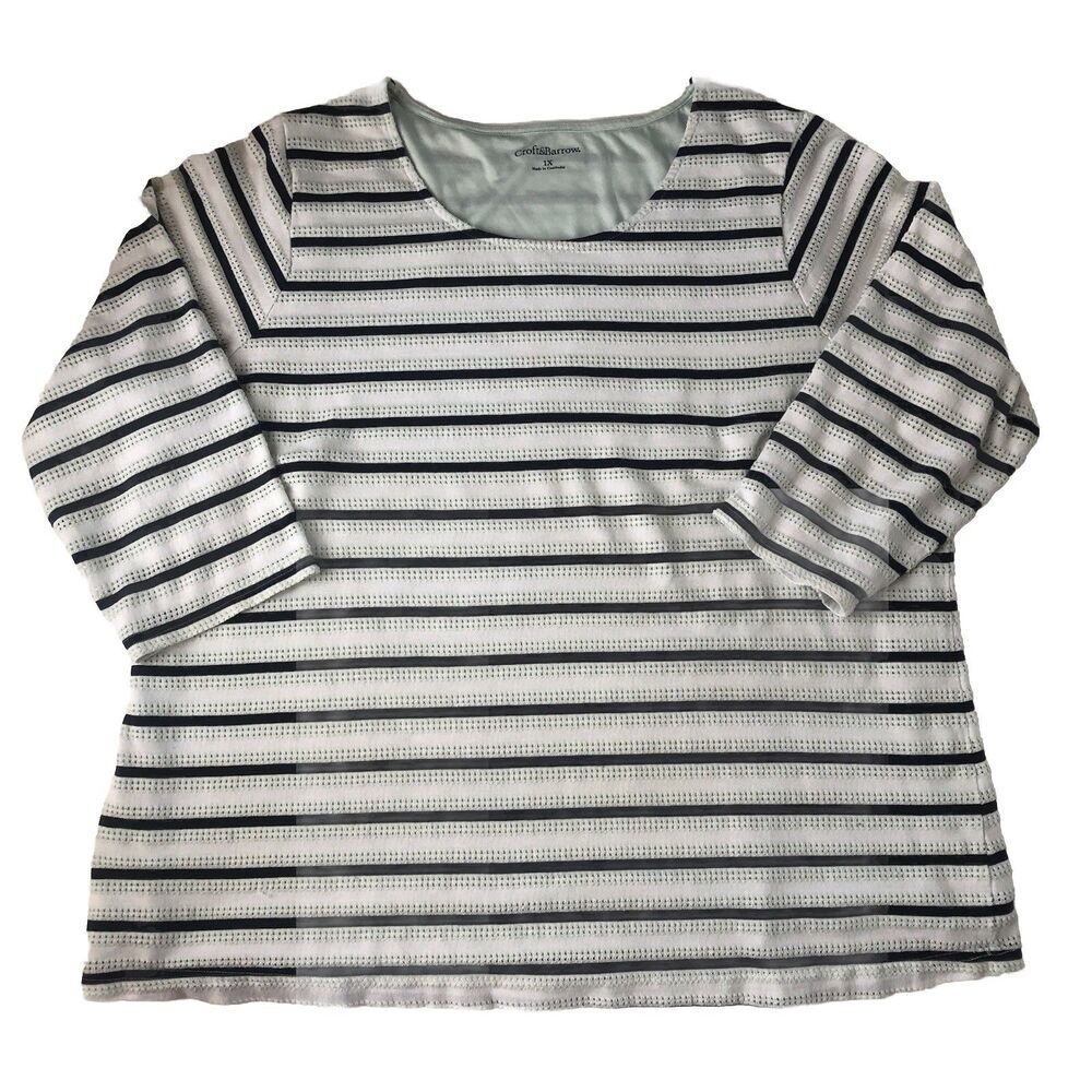 Croft And Borrow Striped Shirt Blue Pastel Green White Shirt Size Size 1X